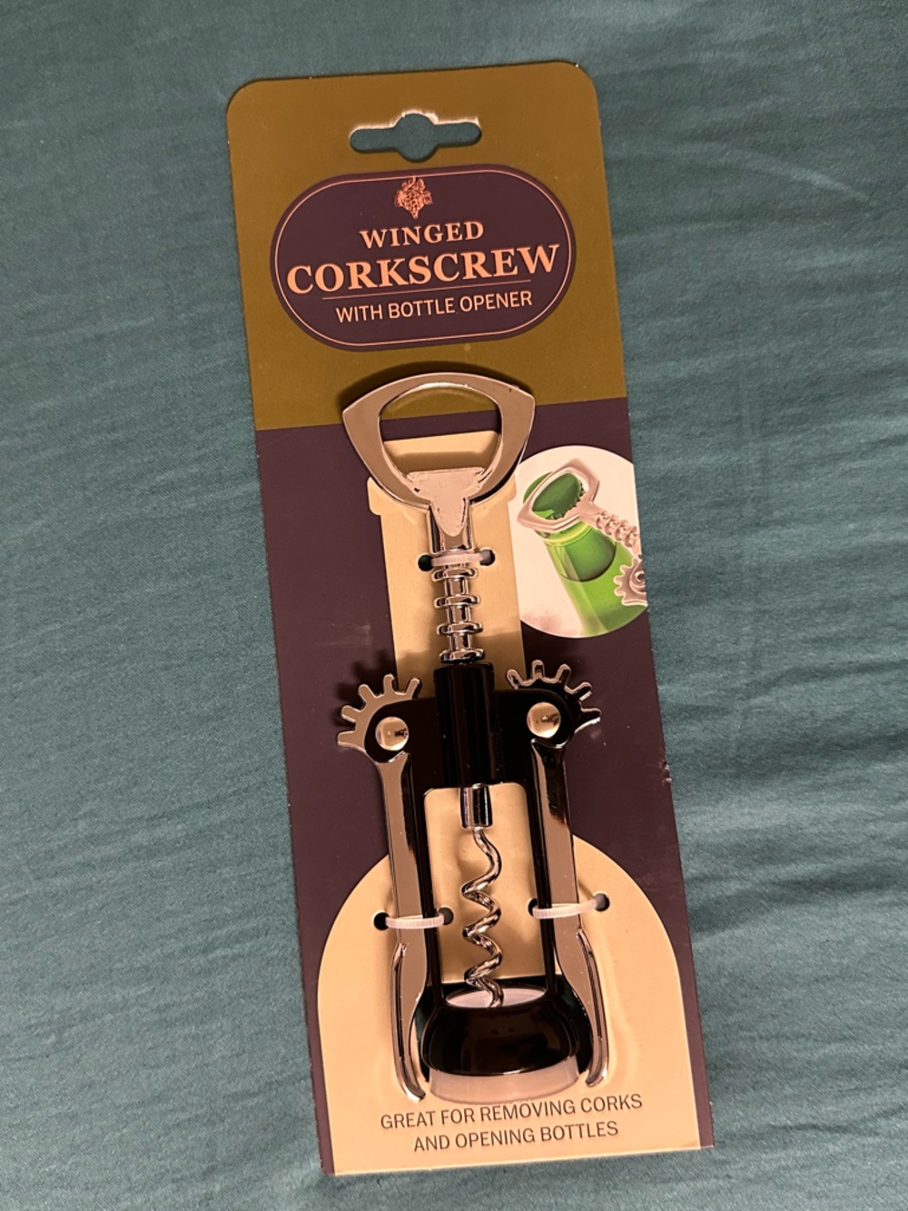 Winged Corkscrew with Bottle Opener - Silver and Black